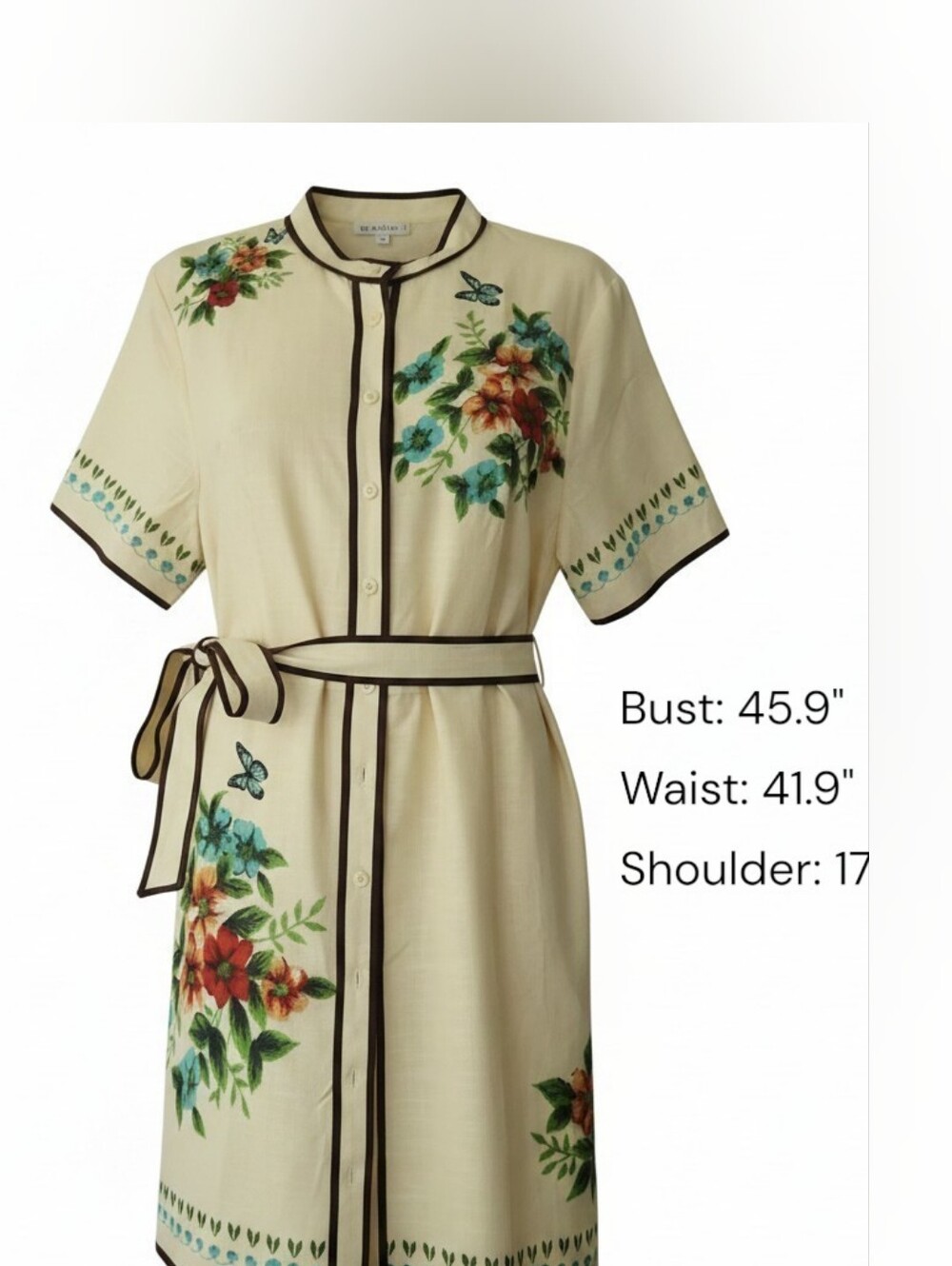 Floral Linen Belted Midi Dress | Yellow Dream RESORTWEAR